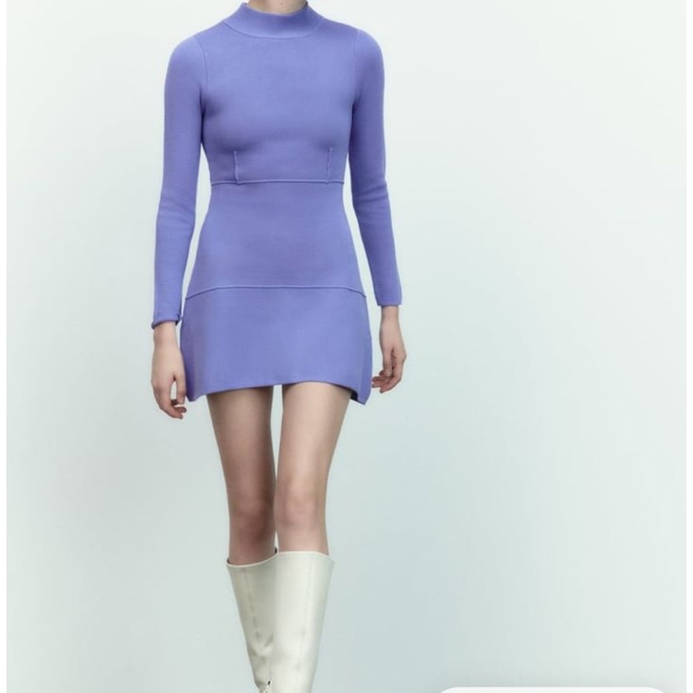 Zara purple seamed dress